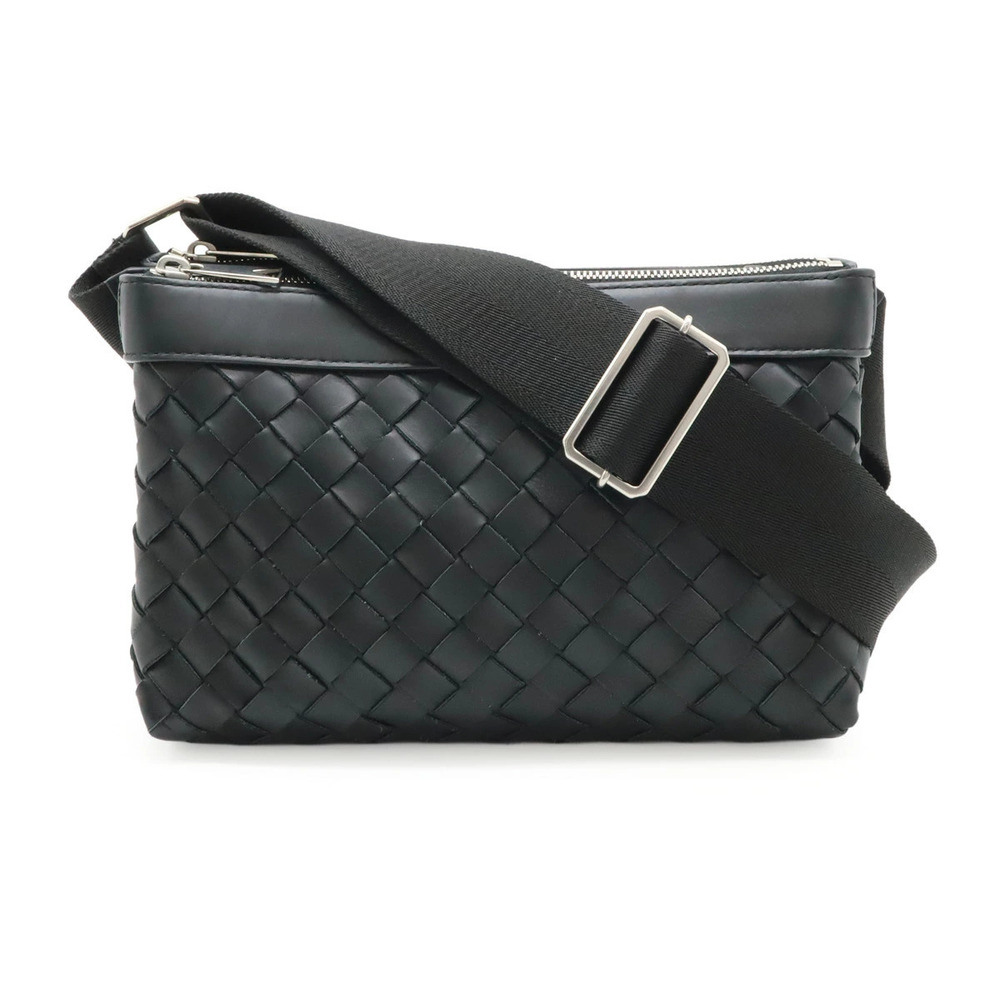 BOTTEGA VENETA Intrecciato Duo Crossbody Bag Leather Black